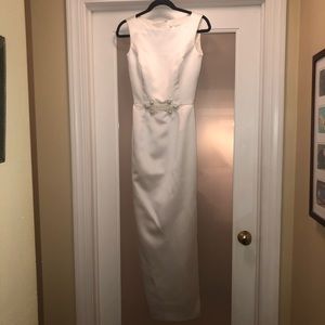 Simple White Satan Wedding Dress